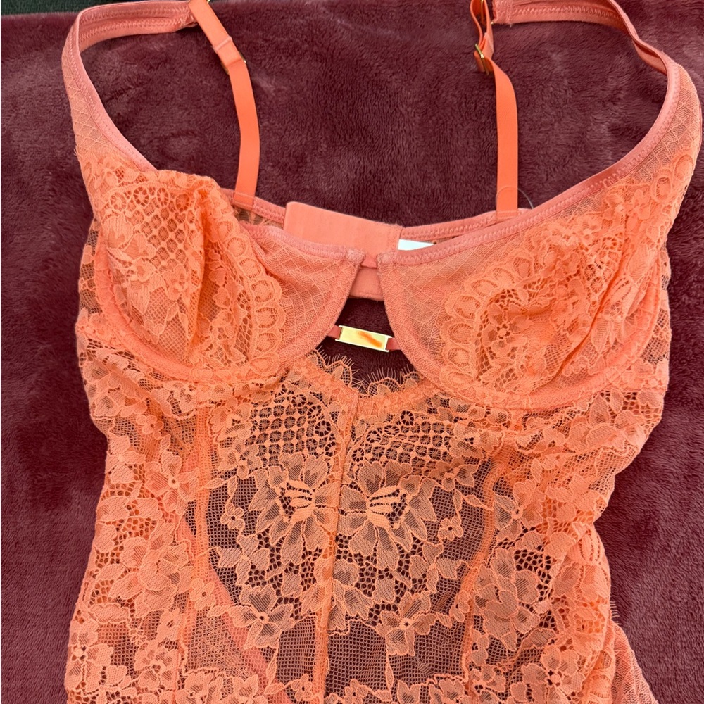 Aerie Vibrant Coral Lace Bodysuit